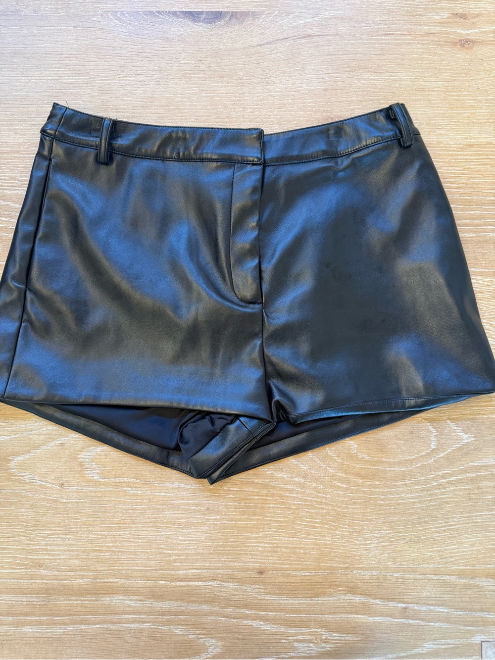 Astr Black Faux Leather High Waist Shorts